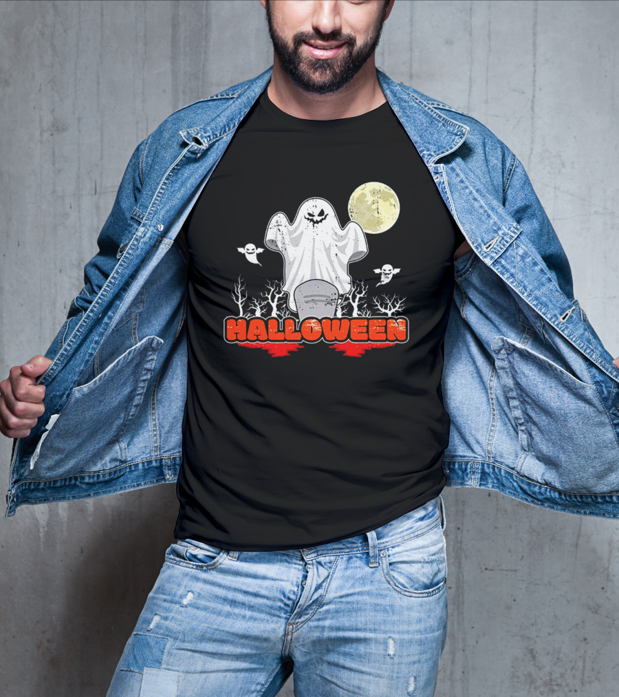 Halloween Ghostly Spirits With Haunted Moonlit Trees T-Shirt
