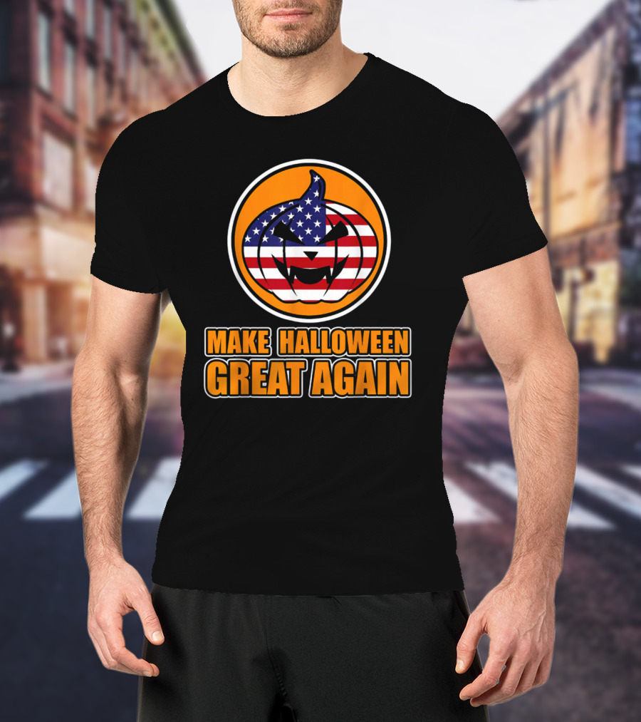 Make Halloween Great Again American Flag Pumpkin T-Shirt