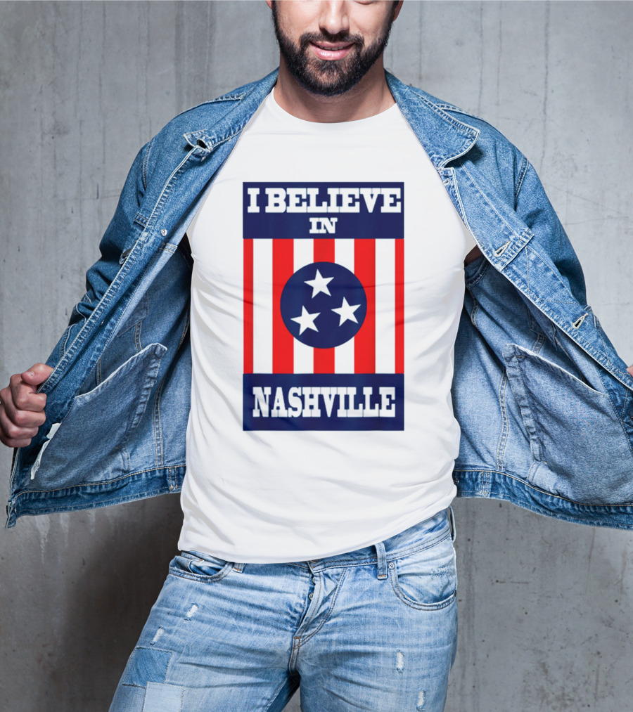 I Believe In Nashville Three Stars Stripes Iconic T-Shirt