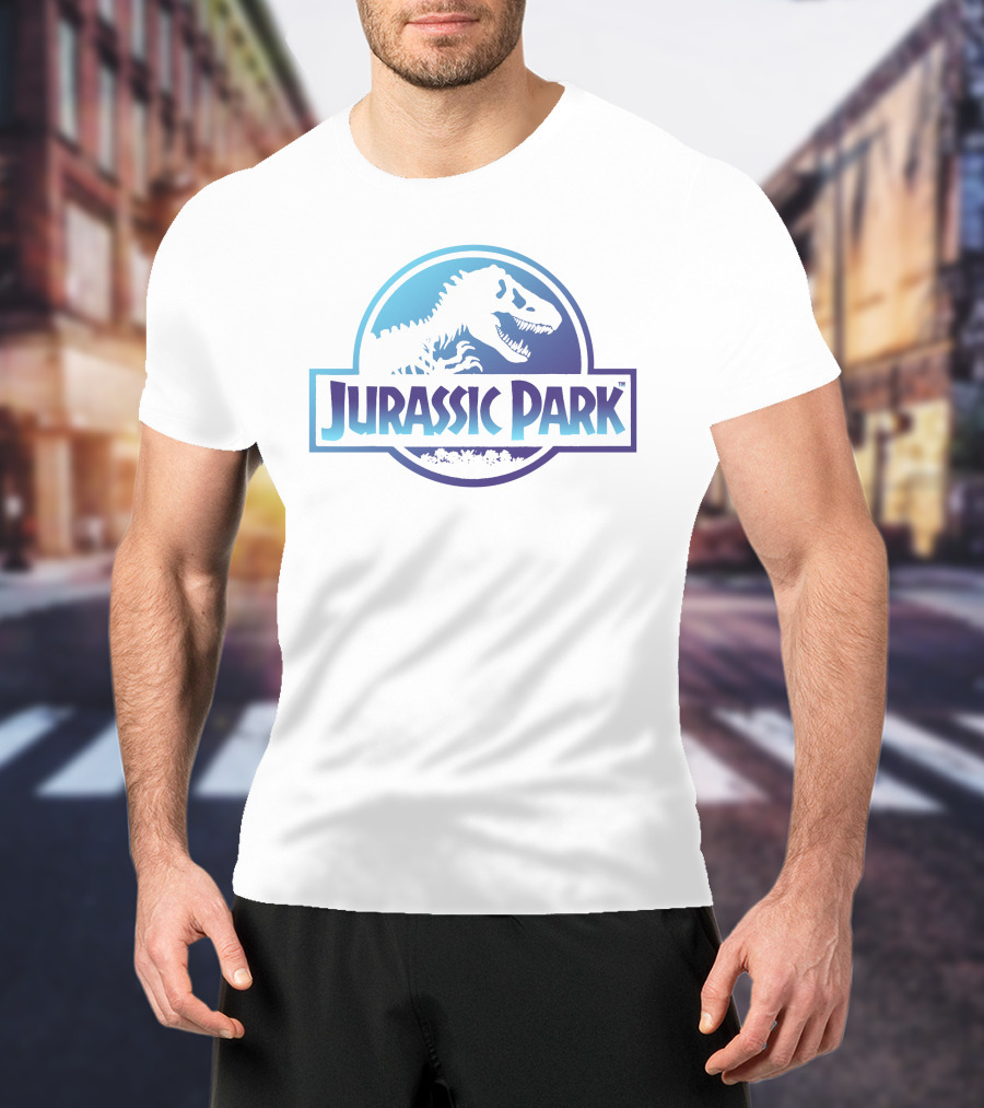 Jurassic Park Dinosaur Logo Blue And White T-Shirt