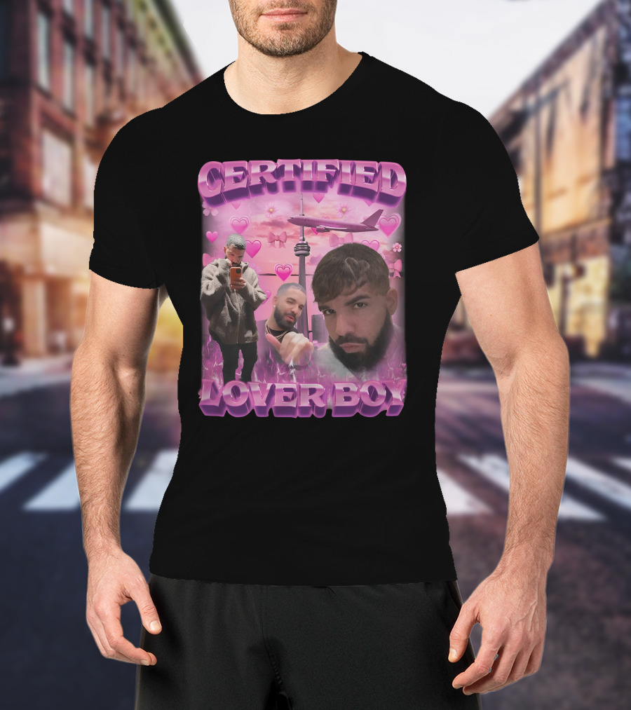 Certified Lover Boy Drake Toronto Skyline Hearts Pink Airplane Aesthetic T-Shirt