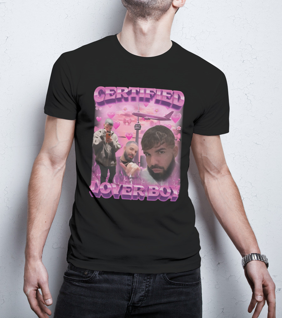 Certified Lover Boy Drake Toronto Skyline Hearts Pink Airplane Aesthetic T-Shirt