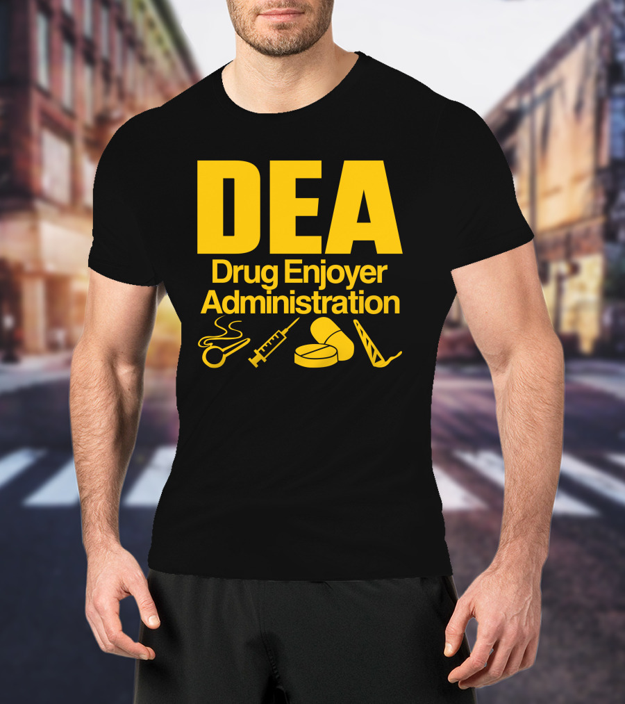 DEA Drug Enjoyer Administration Spoons Syringe Pills Razor Blade T-Shirt