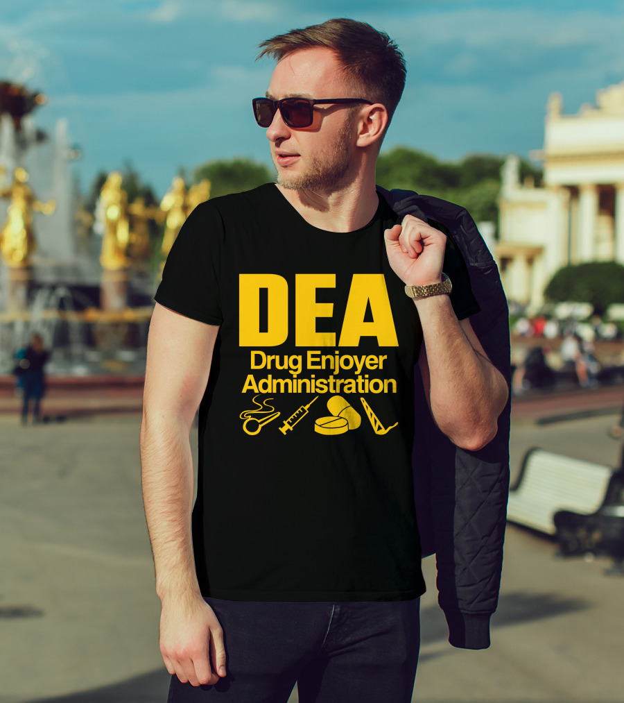 DEA Drug Enjoyer Administration Spoons Syringe Pills Razor Blade T-Shirt