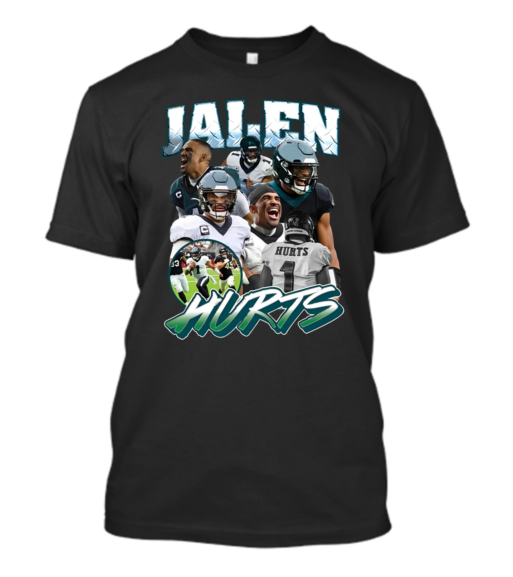 Big Cat Barstool Jalen Hurts Football Collage T-Shirt