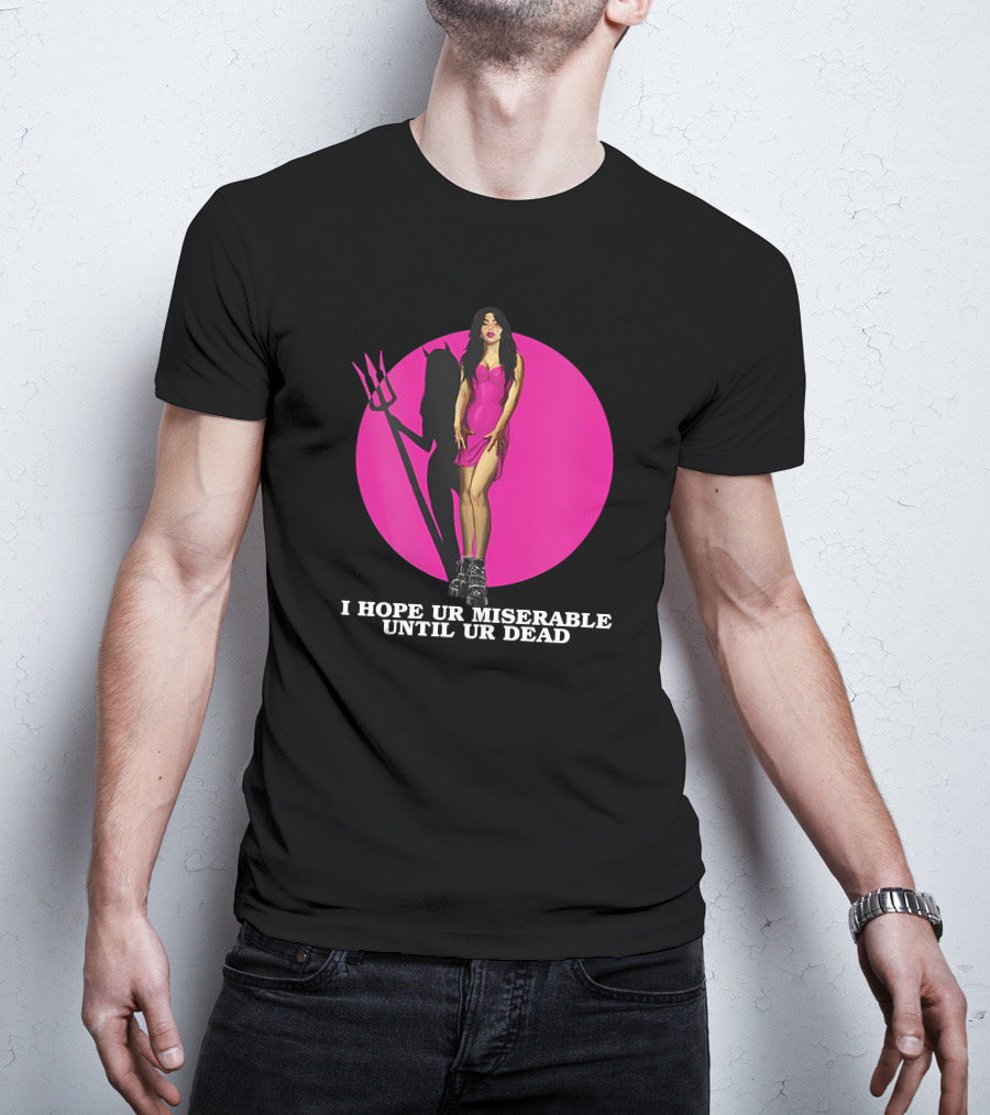I Hope Ur Miserable Until Ur Dead Pink Devil Woman T-Shirt