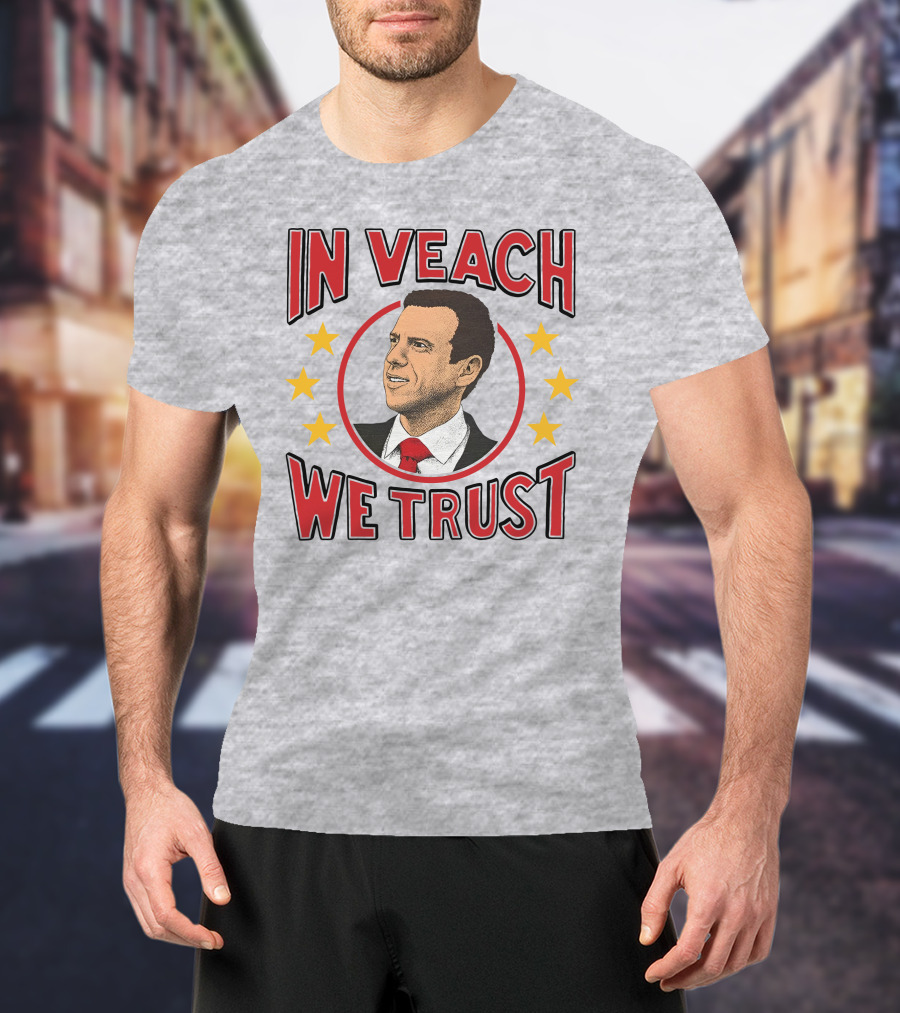 In Veach We Trust Red Tie Portrait With Yellow Stars T-Shirt