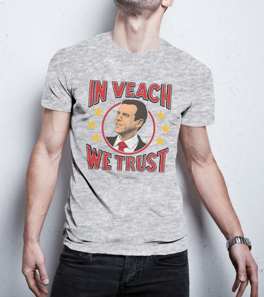 In Veach We Trust Red Tie Portrait With Yellow Stars T-Shirt