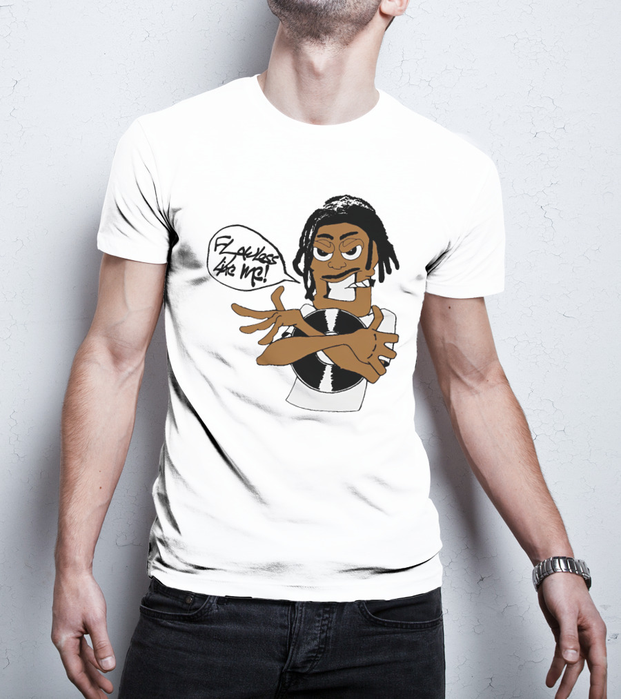 Flawless Like Me Vinyl Graphic Character With Crossed Arms And Vinyl Record T-Shirt