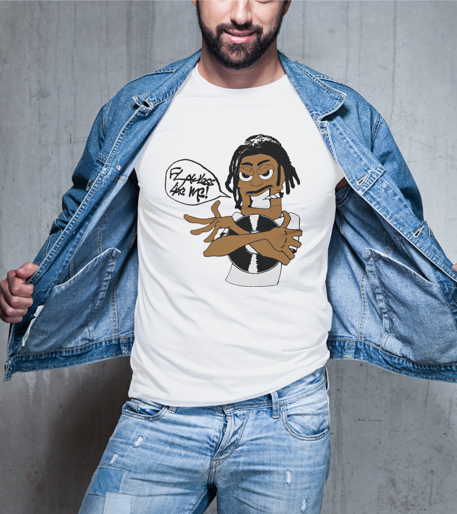 Flawless Like Me Vinyl Graphic Character With Crossed Arms And Vinyl Record T-Shirt