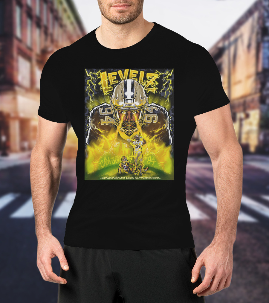 Levelz New Orleans Saints Cam Jordan All Time Sacks Leader T-Shirt