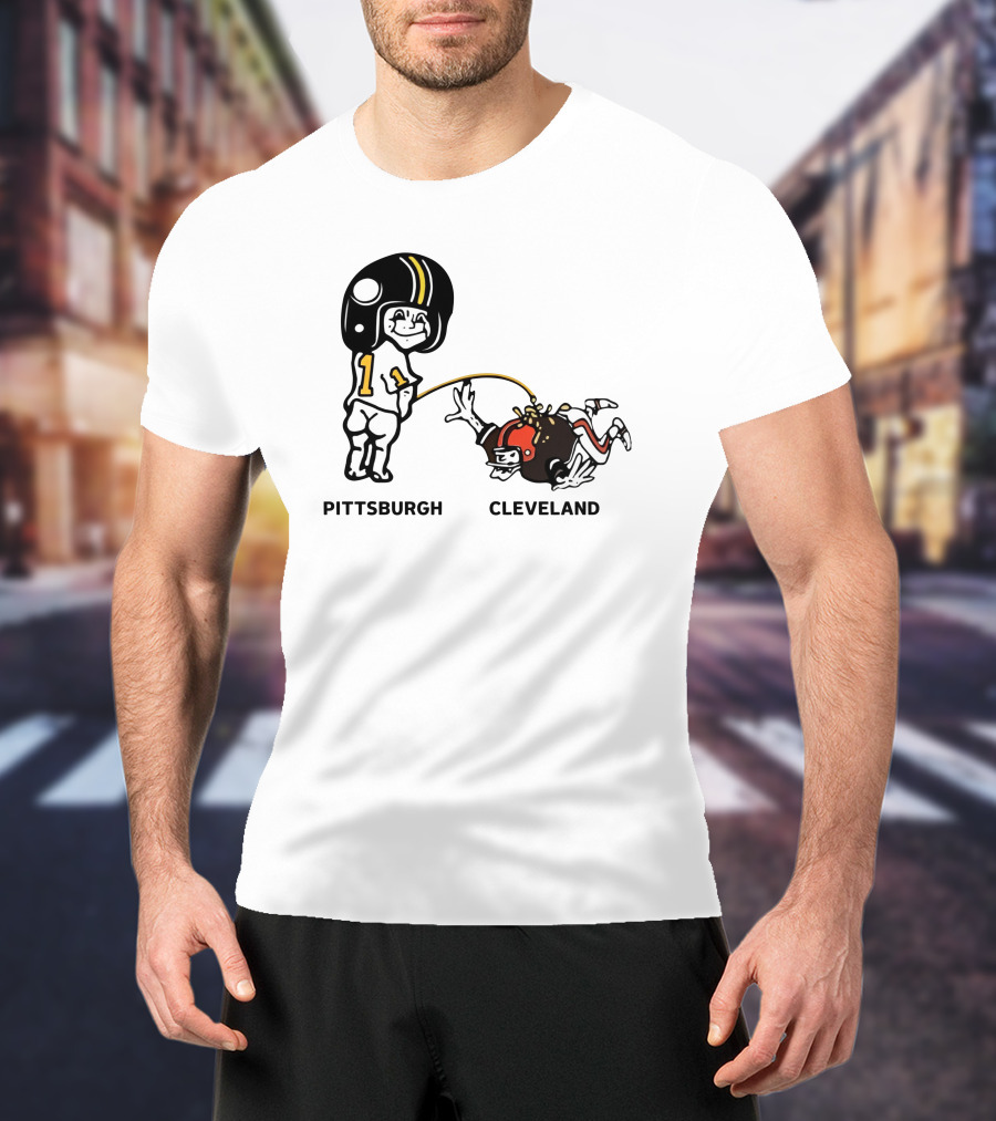 Yinzers Pittsburgh Cleveland Football Rivalry Cartoon T-Shirt