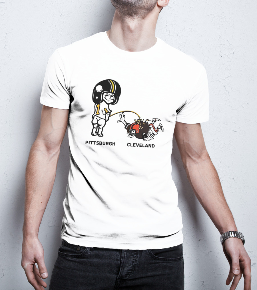 Yinzers Pittsburgh Cleveland Football Rivalry Cartoon T-Shirt