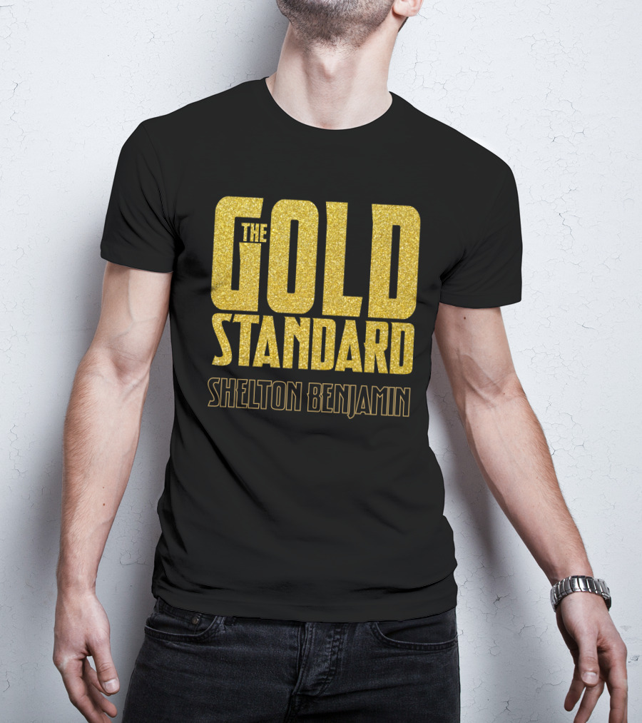 The Gold Standard Shelton Benjamin Gold Lettering T-Shirt