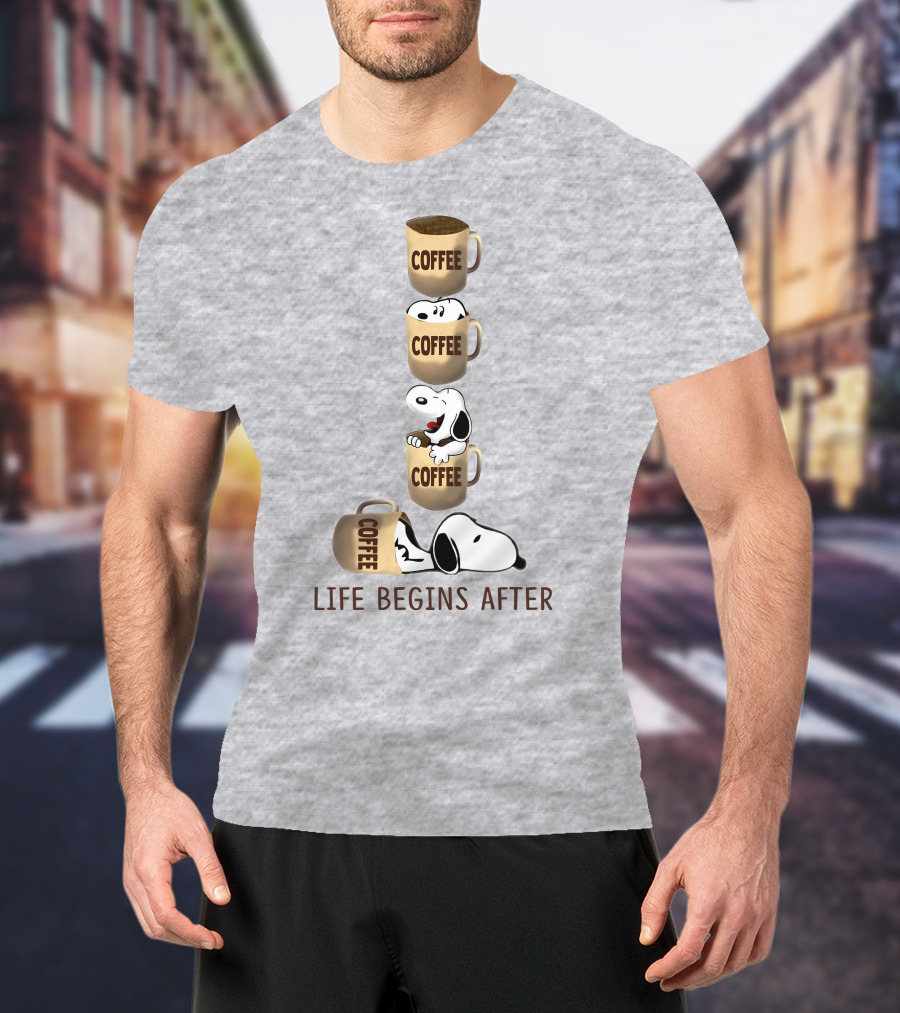 Life Begins After Coffee Snoopy Peanuts Mugs T-Shirt
