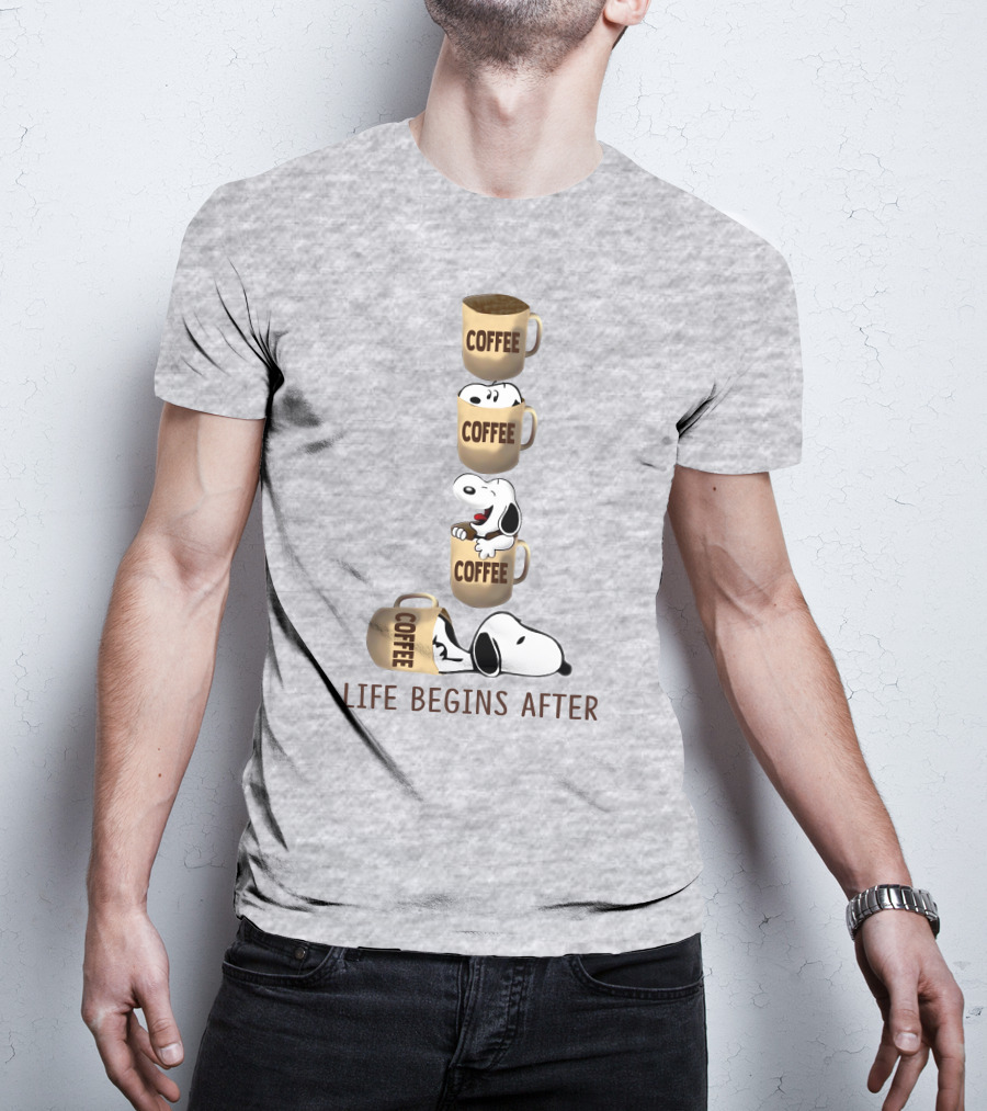 Life Begins After Coffee Snoopy Peanuts Mugs T-Shirt