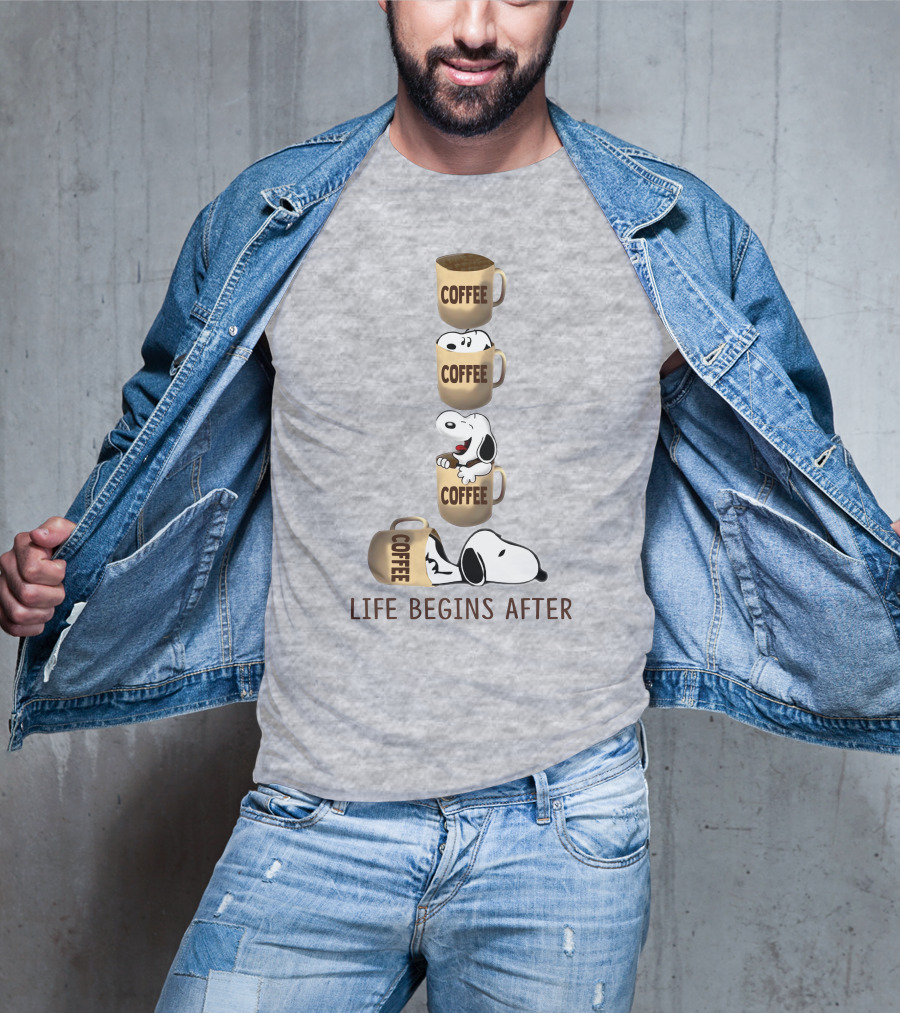 Life Begins After Coffee Snoopy Peanuts Mugs T-Shirt