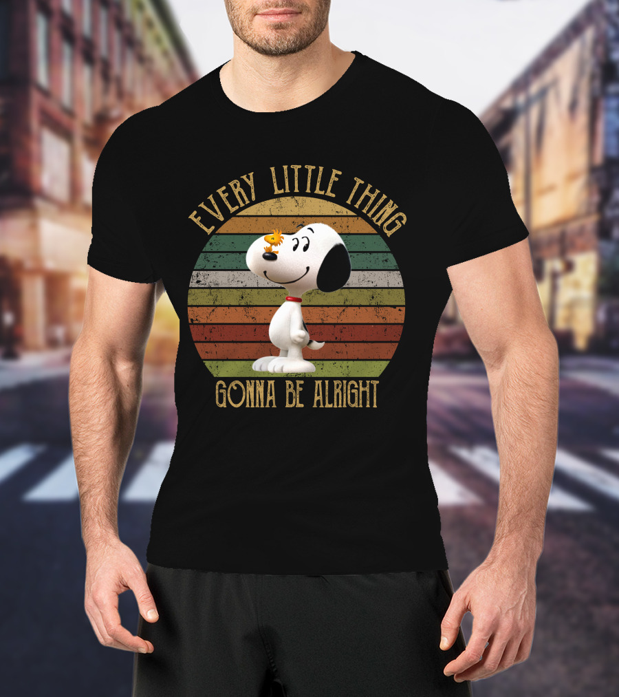 Every Little Thing Gonna Be Alright Snoopy Woodstock Vintage Circle T-Shirt