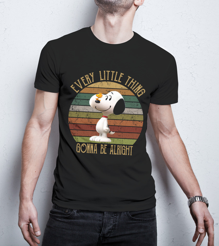 Every Little Thing Gonna Be Alright Snoopy Woodstock Vintage Circle T-Shirt