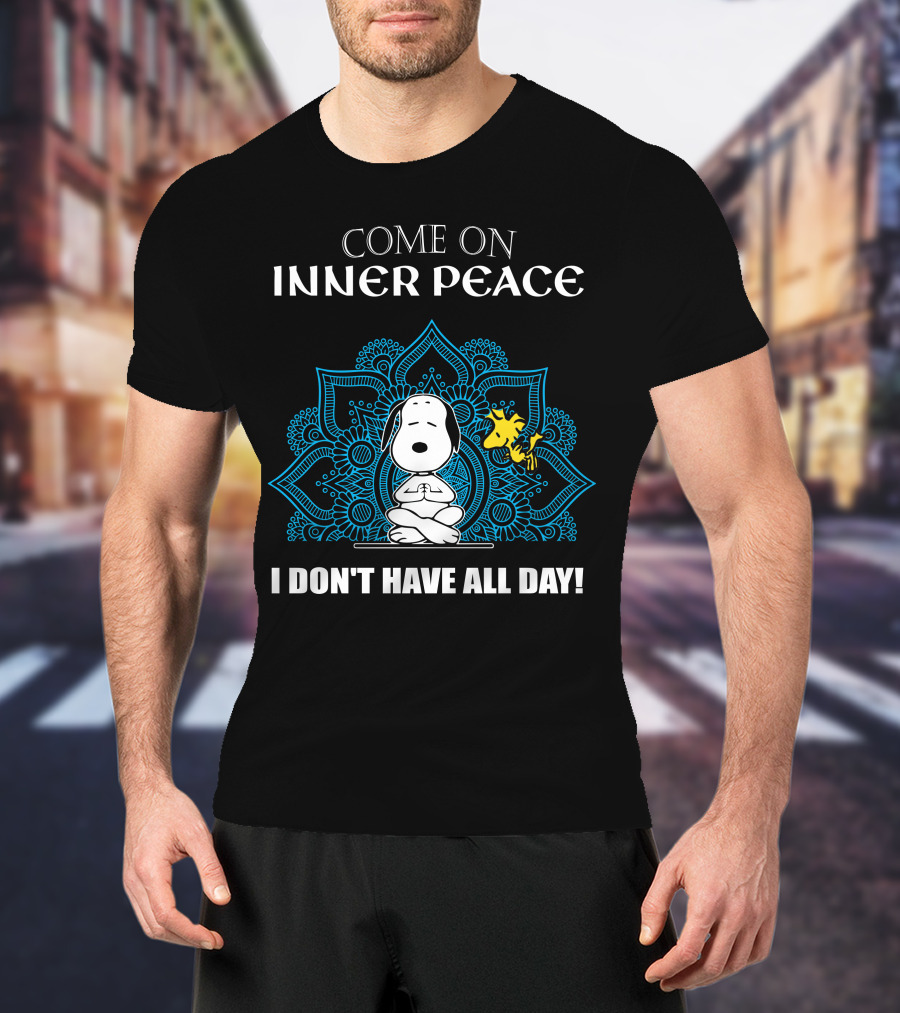 Come On Inner Peace I Don't Have All Day Snoopy And Woodstock Lotus Mandala T-Shirt