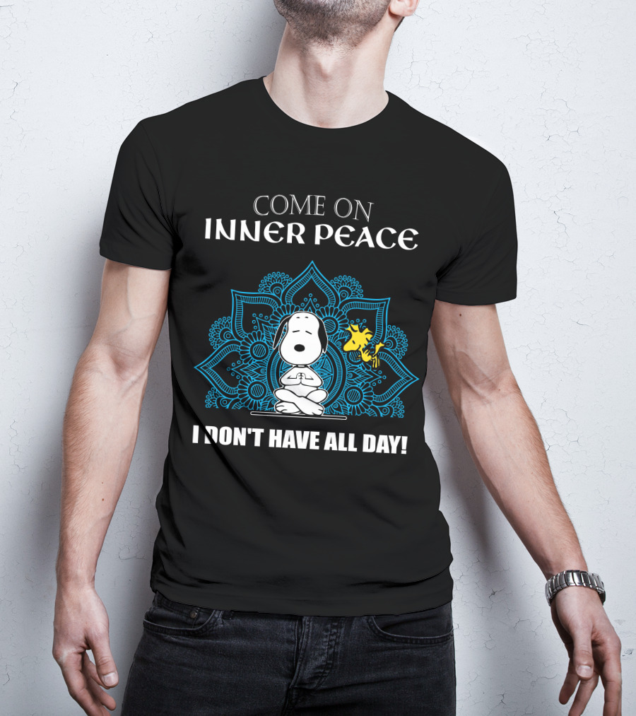 Come On Inner Peace I Don't Have All Day Snoopy And Woodstock Lotus Mandala T-Shirt