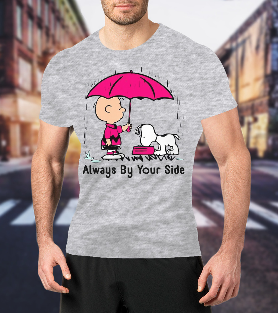 Always By Your Side Charlie Brown Snoopy Umbrella T-Shirt