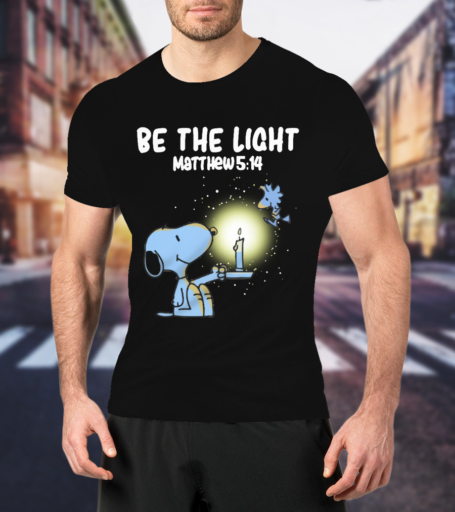 Be The Light Matthew 5:14 Snoopy Holding Candle Woodstock T-Shirt