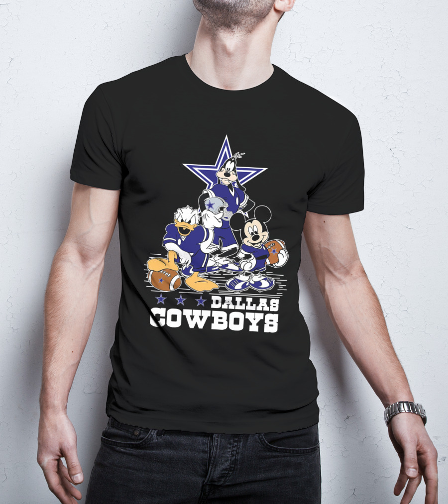 Mickey Mouse Donald Goofy Dallas Cowboys Football Stars T-Shirt