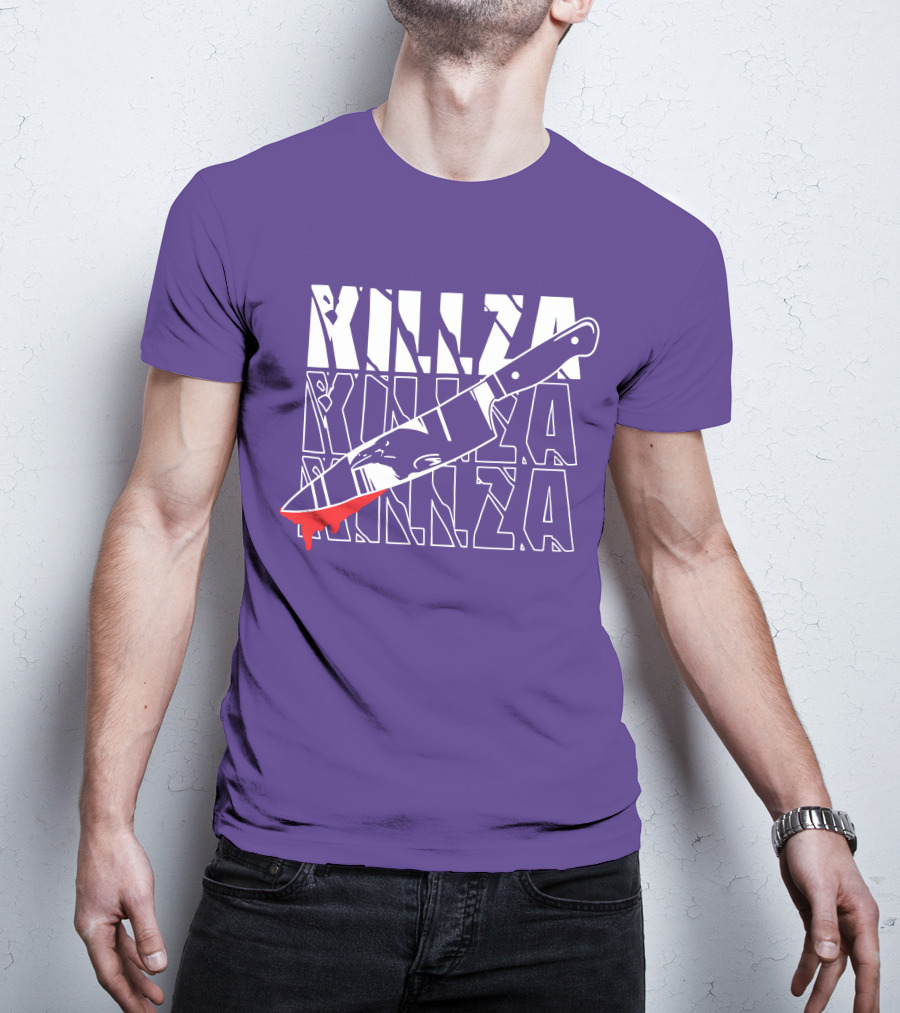 Killza Knife Graphic With Bold Repeated Text T-Shirt