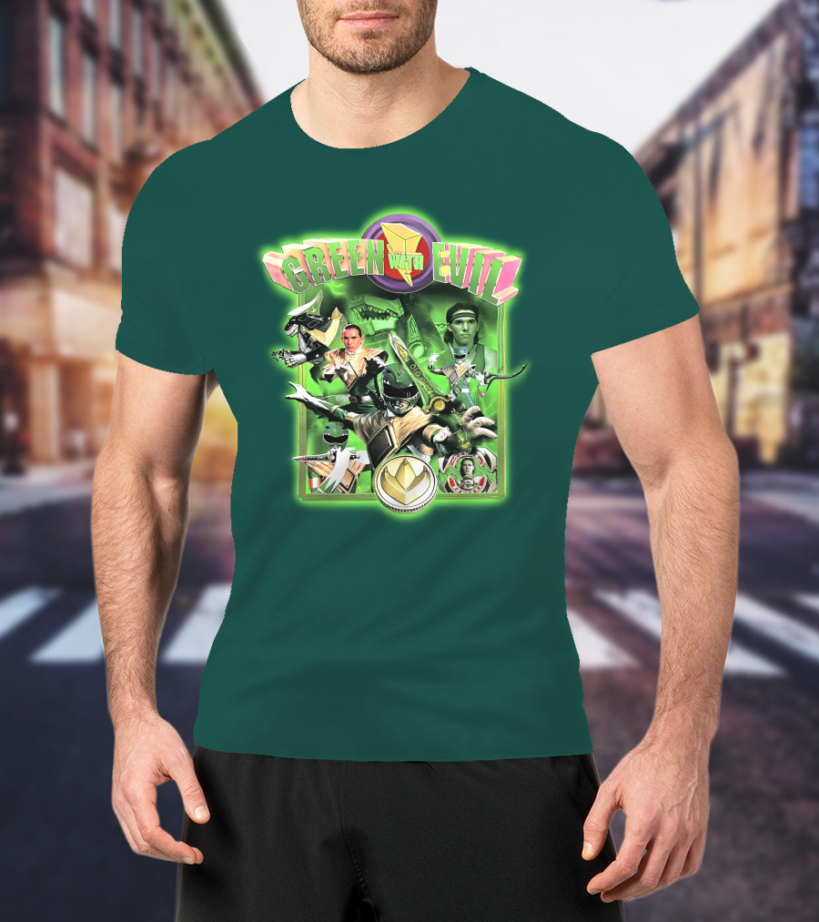 Green With Evil Mighty Morphin Power Rangers Iconic Characters And Symbols T-Shirt