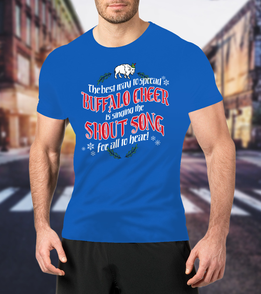Buffalo Cheer With Shout Song Festive Buffalo Snowflakes T-Shirt