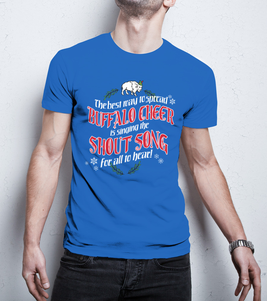 Buffalo Cheer With Shout Song Festive Buffalo Snowflakes T-Shirt