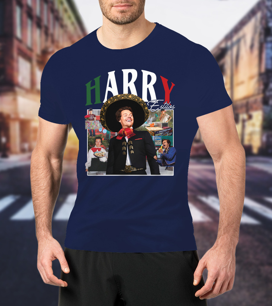 HARRY Estilos Mariachi Themed Collage In Festive Attire T-Shirt