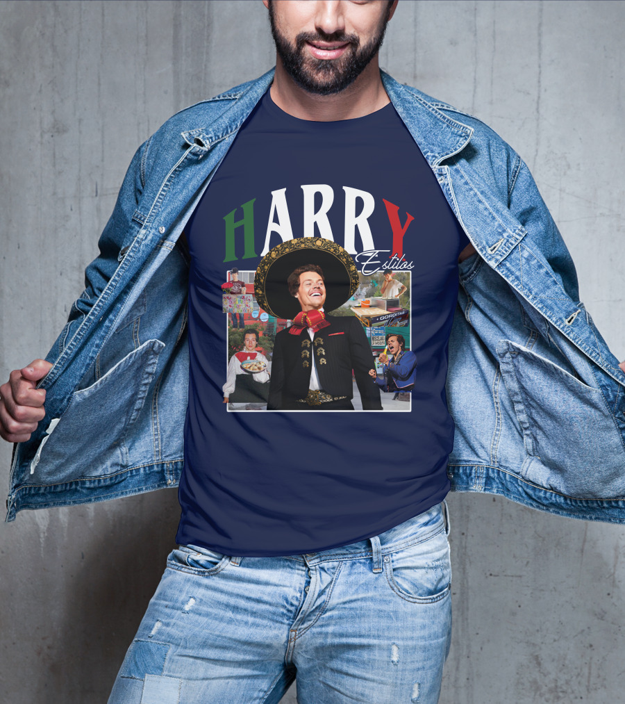 HARRY Estilos Mariachi Themed Collage In Festive Attire T-Shirt