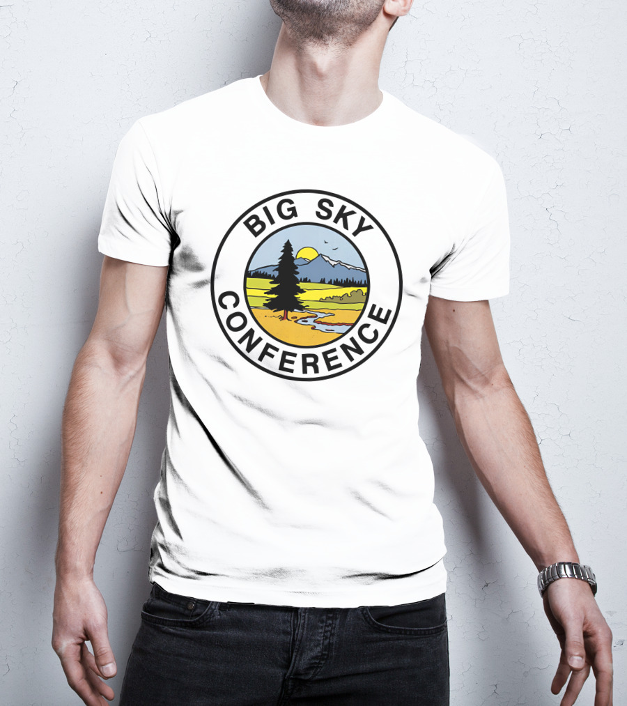 Big Sky Conference Nature Scene With Mountains And River Saxum T-Shirt