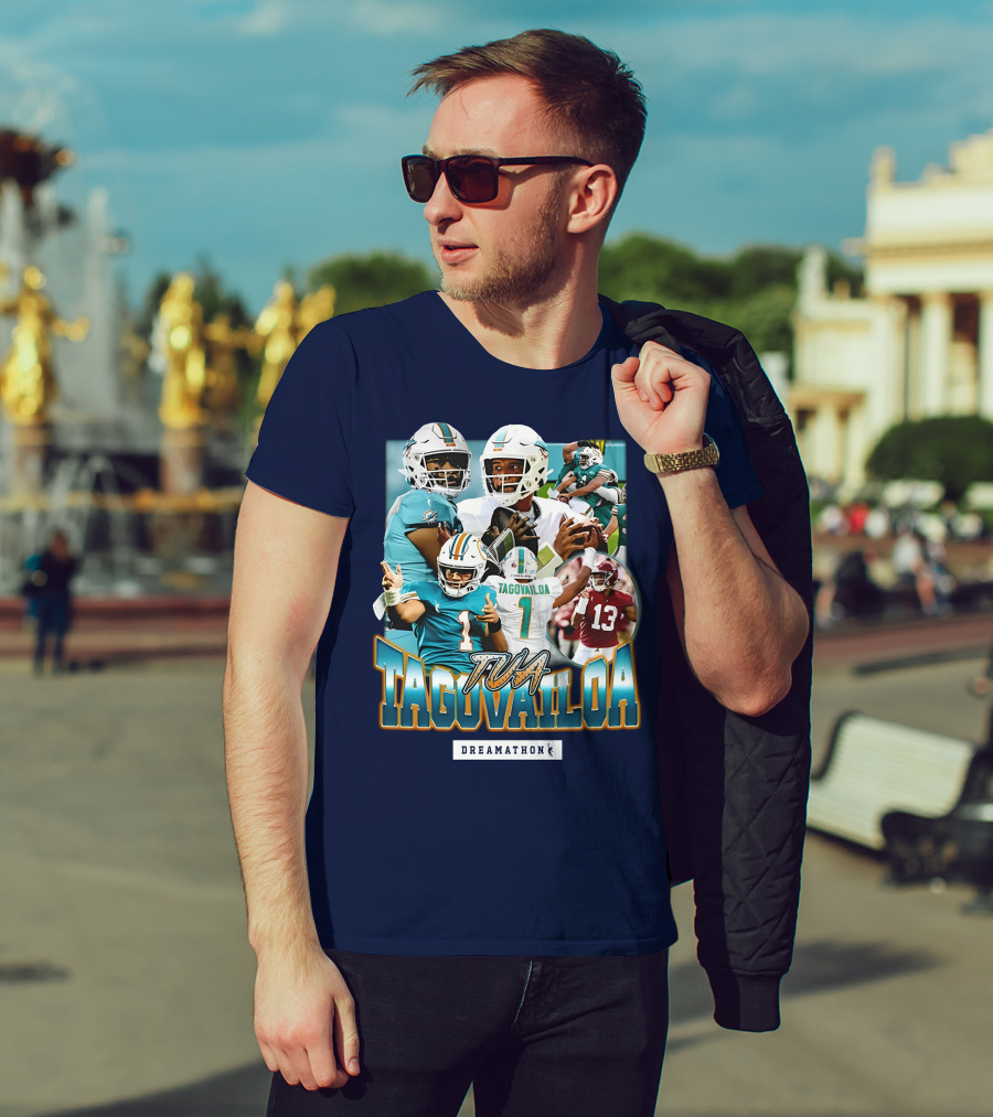 Dreamathon Tua Tagovailoa Collage Football Action T-Shirt