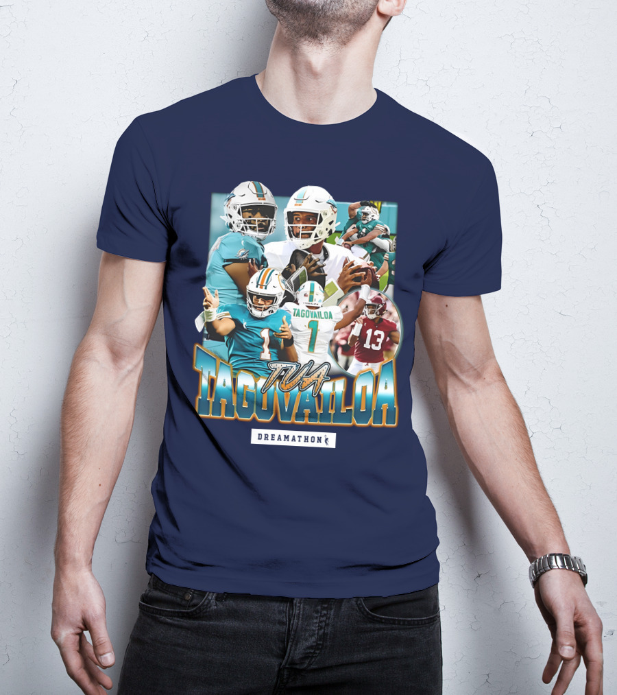 Dreamathon Tua Tagovailoa Collage Football Action T-Shirt
