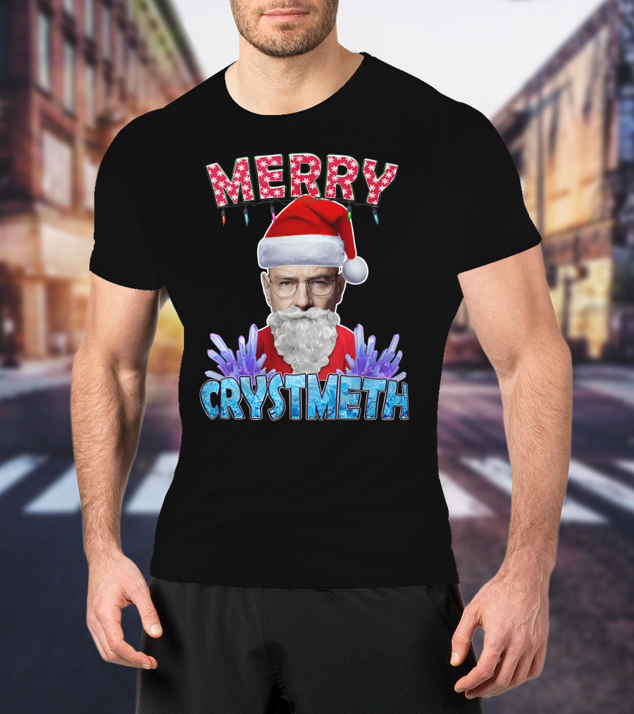 Merry Crystmeth Santa With Breaking Bad Inspired Elements T-Shirt
