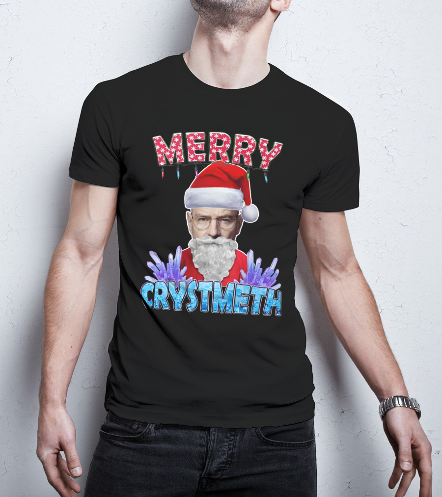 Merry Crystmeth Santa With Breaking Bad Inspired Elements T-Shirt
