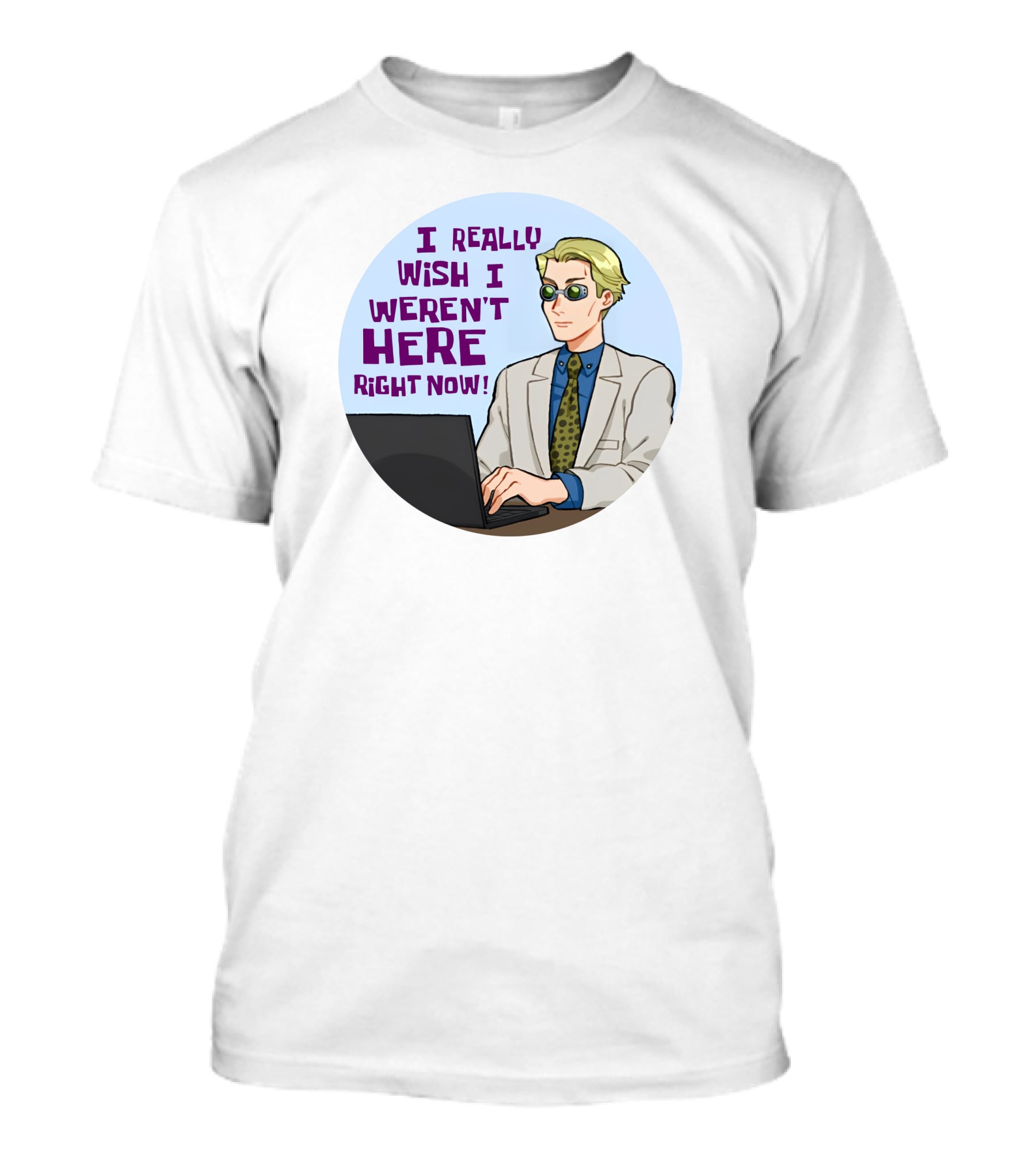 I Really Wish I Weren't Here Right Now Jujutsu Character With Sunglasses T-Shirt