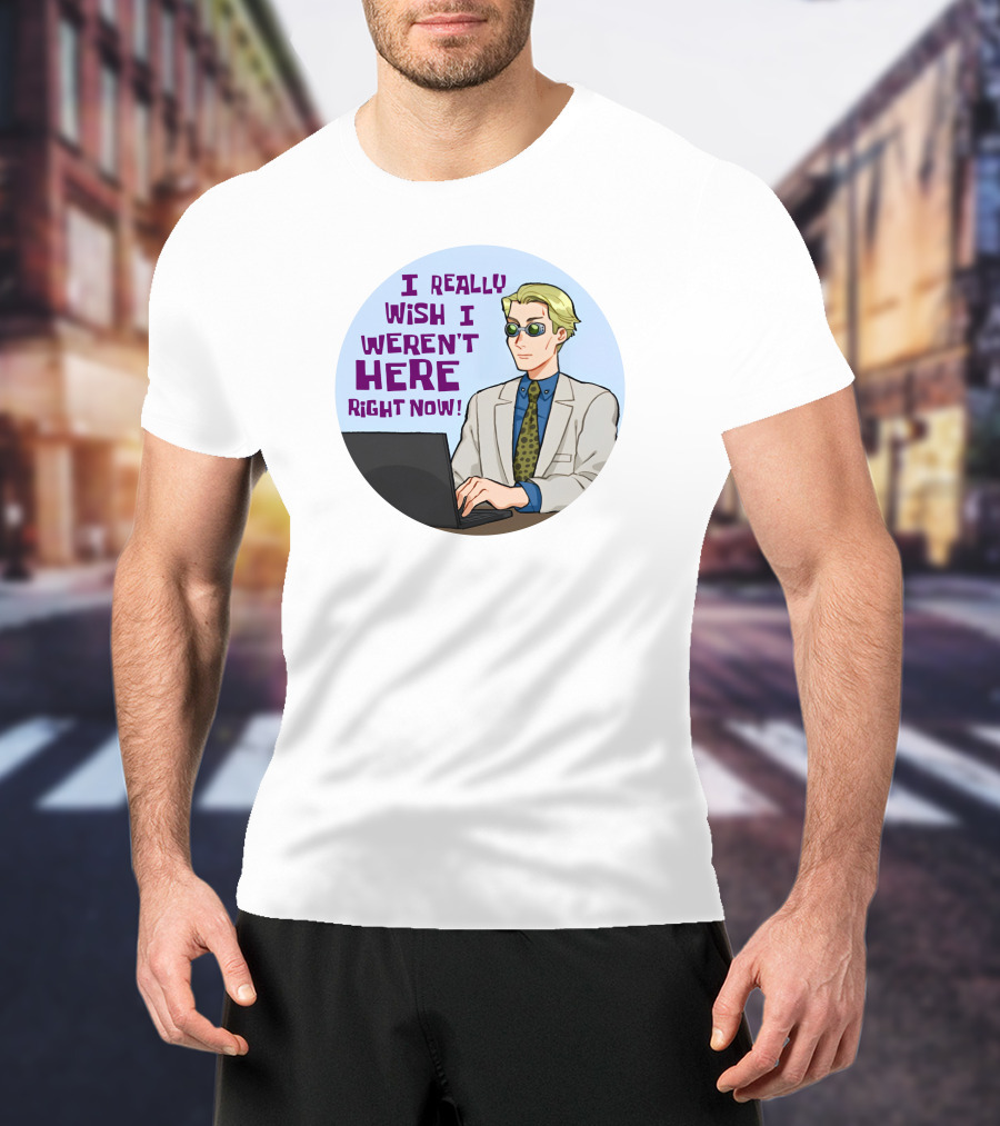 I Really Wish I Weren't Here Right Now Jujutsu Character With Sunglasses T-Shirt