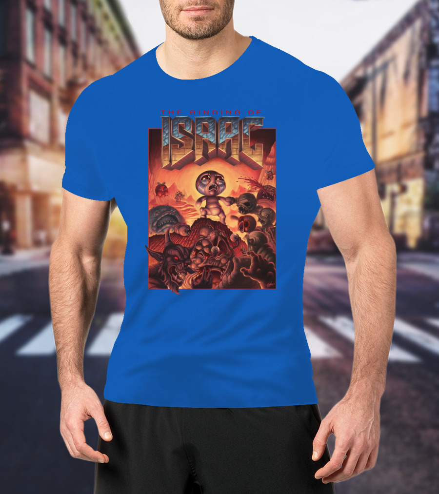 The Binding Of Isaac Dramatic Monster Battle Scene With Detailed Character T-Shirt
