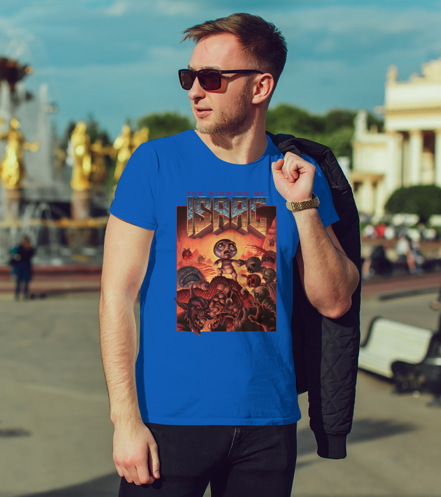 The Binding Of Isaac Dramatic Monster Battle Scene With Detailed Character T-Shirt
