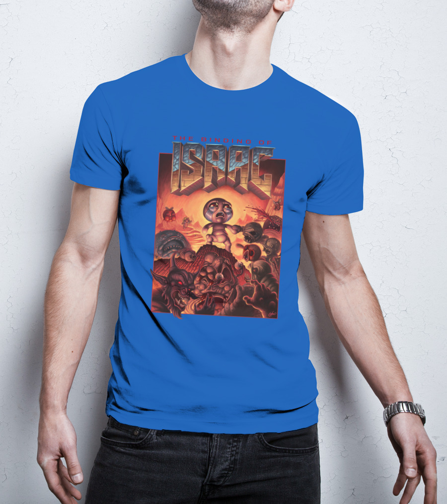 The Binding Of Isaac Dramatic Monster Battle Scene With Detailed Character T-Shirt