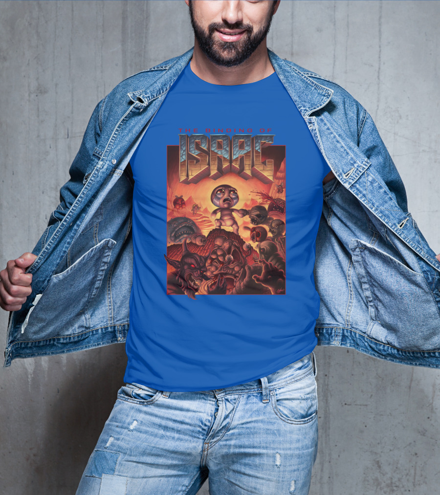 The Binding Of Isaac Dramatic Monster Battle Scene With Detailed Character T-Shirt