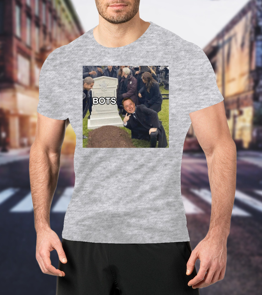 Elon Musk Bots Meme Graveyard Scene T-Shirt