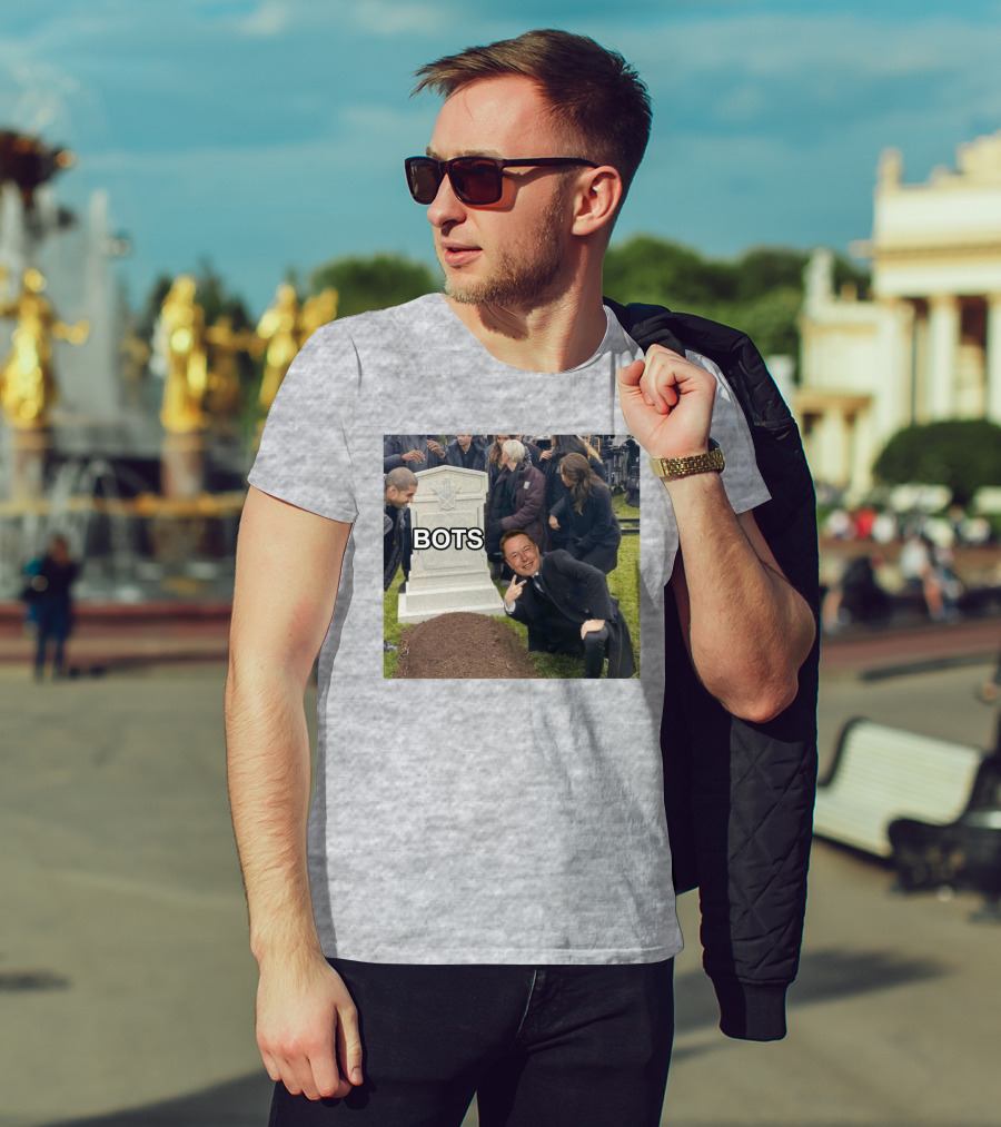 Elon Musk Bots Meme Graveyard Scene T-Shirt