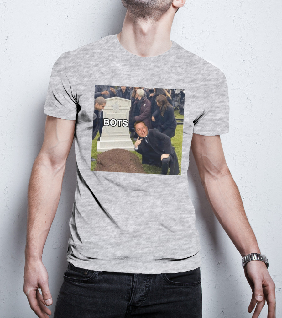 Elon Musk Bots Meme Graveyard Scene T-Shirt