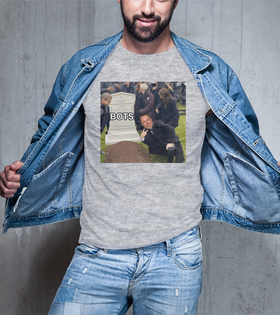 Elon Musk Bots Meme Graveyard Scene T-Shirt