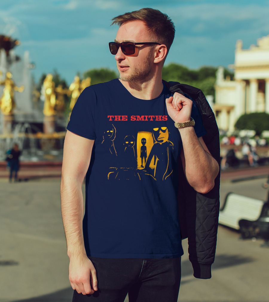 THE SMITHS Yellow Characters In Darkened Room With Doorway Light T-Shirt